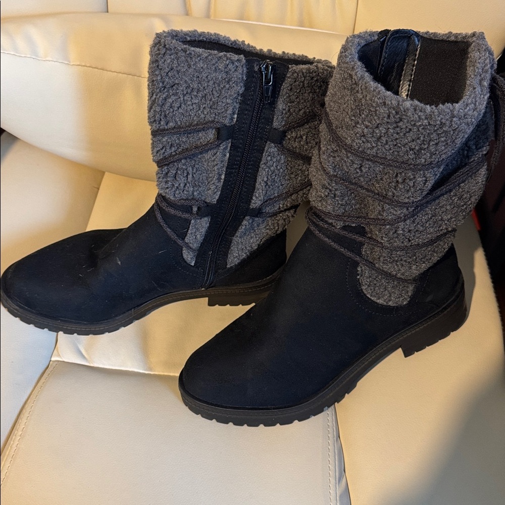 Life Stride Black and Gray Winter Boots Sz 7M - Picture 2 of 8